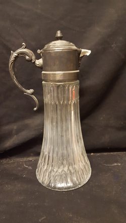 Heavy Glass Pitcher with Cast Iron Top