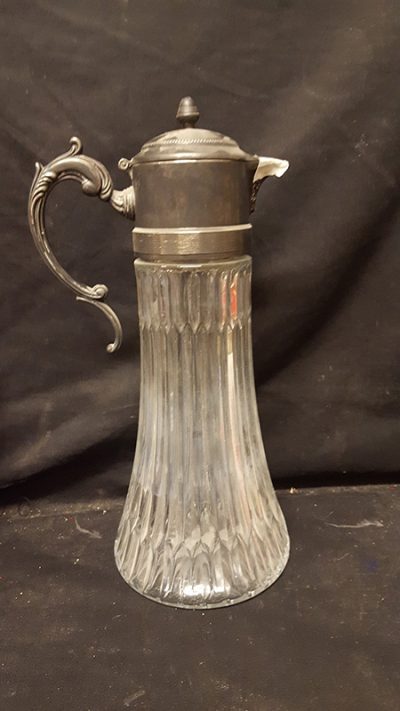 Heavy Glass Pitcher with Cast Iron Top