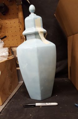 Tall blue urn
