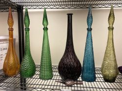 Vintage Colored Glass Decanters