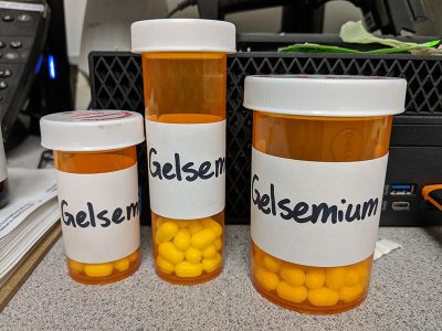 3 orange Gelsemium bottel containers