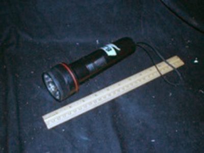 Flashlight, small, black w. red stripe