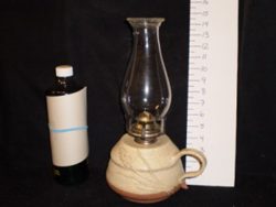 Glass oil lamp with Ceramic bas
