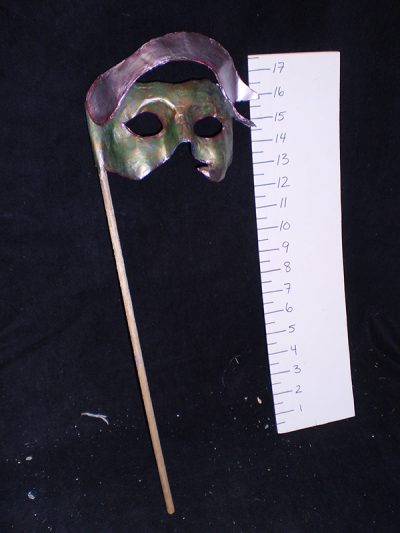 Half mask metallic green and pink banner over head