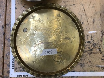 Gold circular serving tray