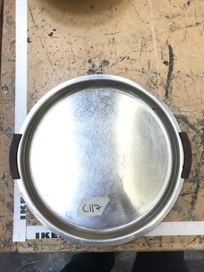 Large round silver tray