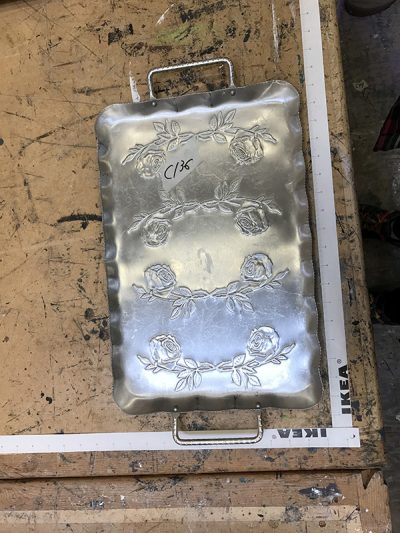 Silver rectangle serving tray