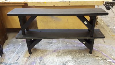 Long black benches