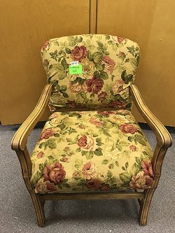 Wooden Chair, Upholstered, Floral