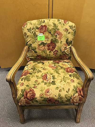 Wooden Chair, Upholstered, Floral