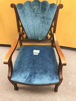 Wooden Chair, Upholstered, Blue