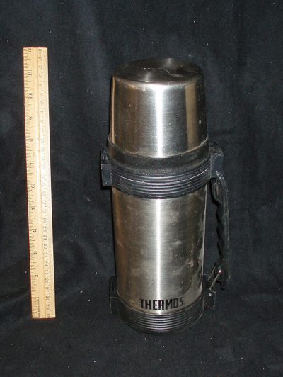 Thermos, large, wide mouth, silver/blk
