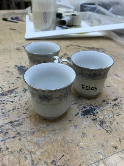 Gold accented tea cups