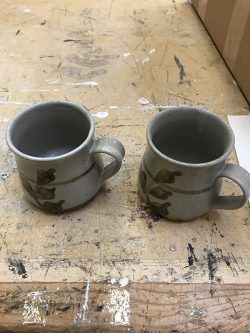 Grey ceramic tea cups