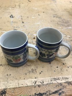 Blue flower mugs