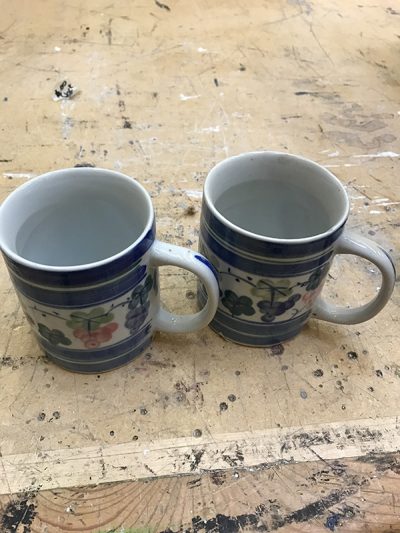Blue flower mugs