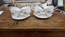 Tea cups and saucers with floral Designs