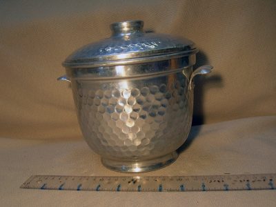 Ice bucket, hammered silver