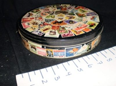 Round tin (stamps)