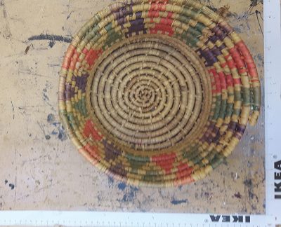 Rainbow wicker basket