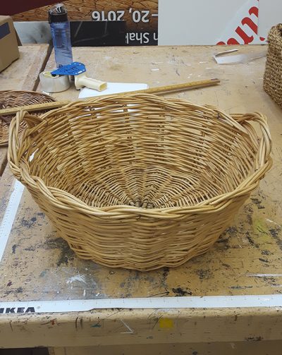 Pale Wicker Bowl with Handles, Large