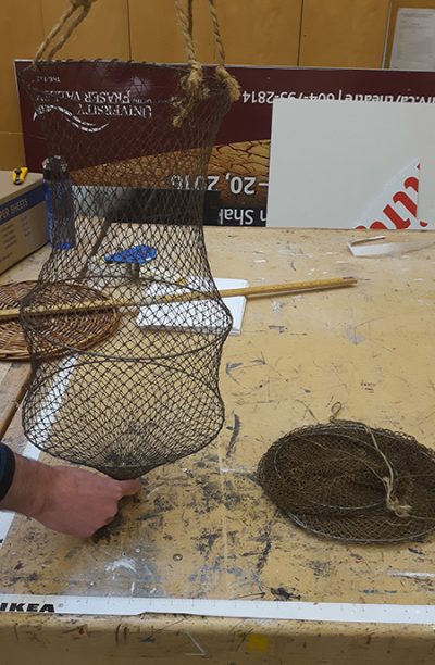 Collapsible wicker fishermans net