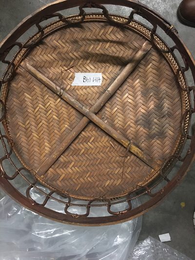 cross and waves as net  brown wicker