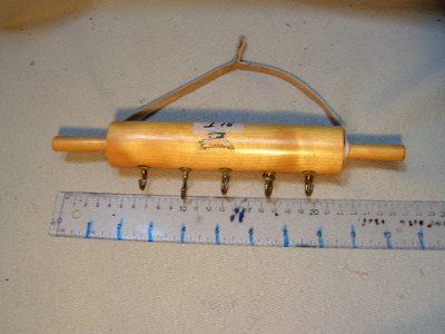 Key rack, small wooden rolling pin