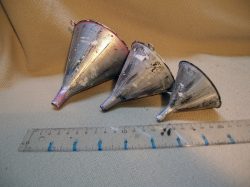 Funnels, set, plastic, silver painted