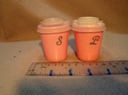 Salt & pepper shakers, pink plastic