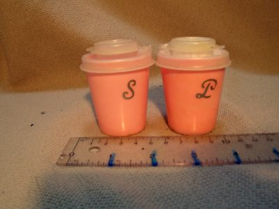 Salt & pepper shakers, pink plastic