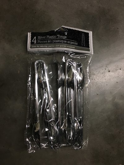 Silver Plastic Tongs (4)