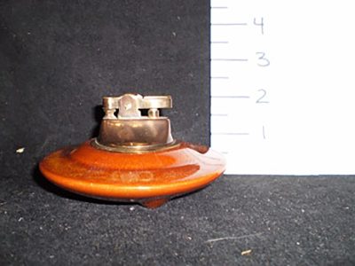 Ceramic lighter, flat round, brown - Image 2