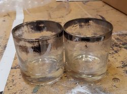 Glass Tumblers with silver rim