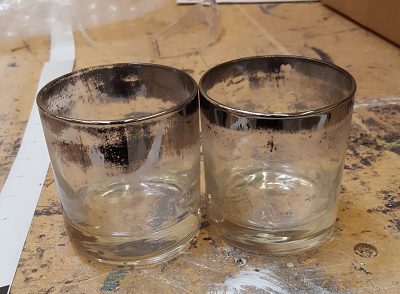Glass Tumblers with silver rim