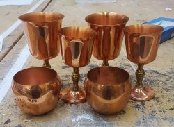 Copper set of drinking cups