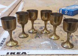 Small metal drinking cups