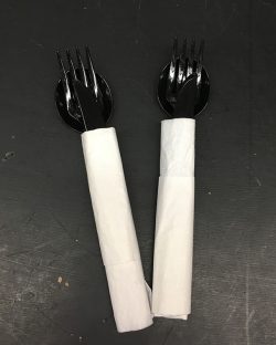 Set of Cutlery wrapped in a white napkin