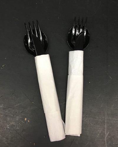 Set of Cutlery wrapped in a white napkin