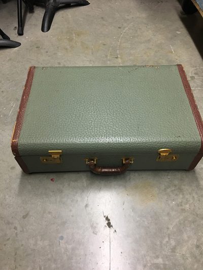 Olive with redish brown trim suitcase