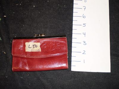 Red leather clasp purse