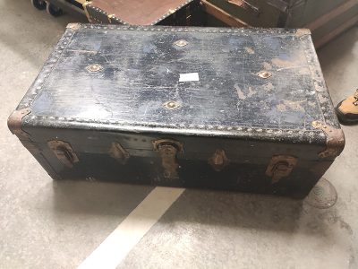 Blue suitcase looks like travel chest