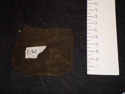 Green leather drawstring bag