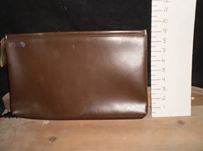 Brown pleather bag, 9 x 14