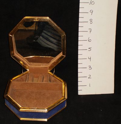 Jewelry box, blue velvet, gold trim