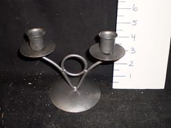Silver double candlestick circle base