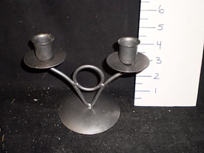 Silver double candlestick circle base