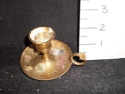 Small brass candlestick and handle