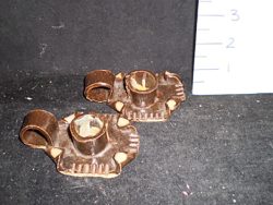 Pottery brown handled candle holder