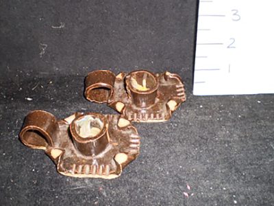 Pottery brown handled candle holder